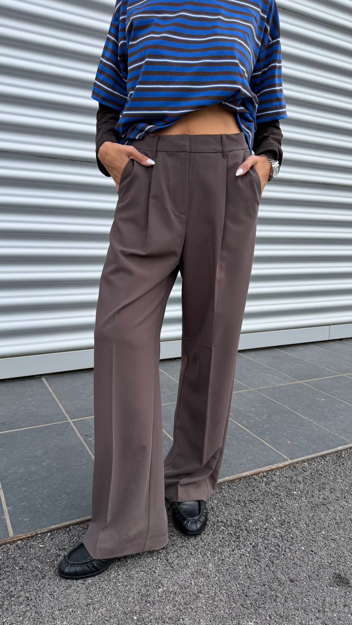 Pantaloni sartoriali Ellis fango - JJXX