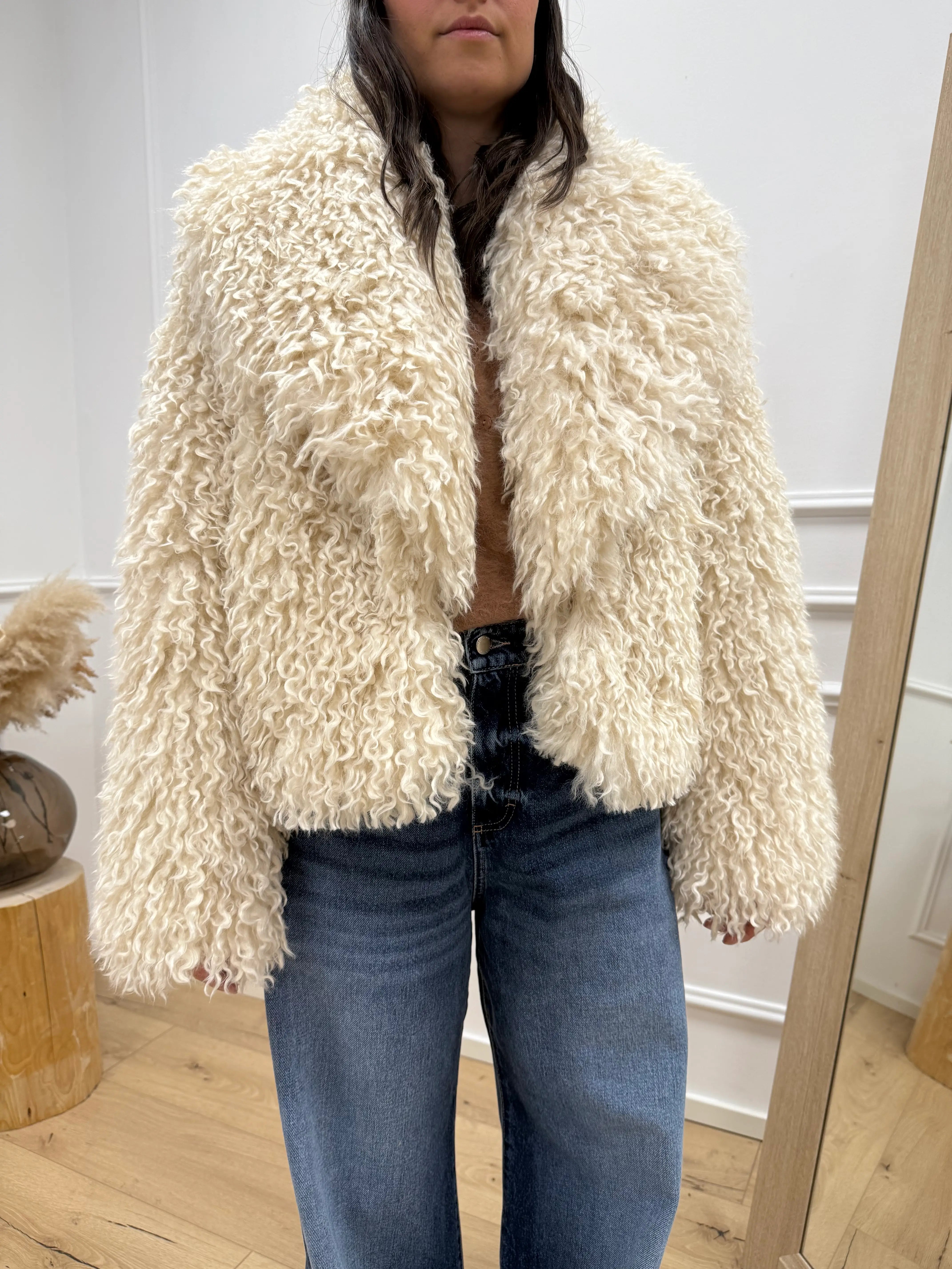 Pelliccia fluffly panna crop - HaveOne