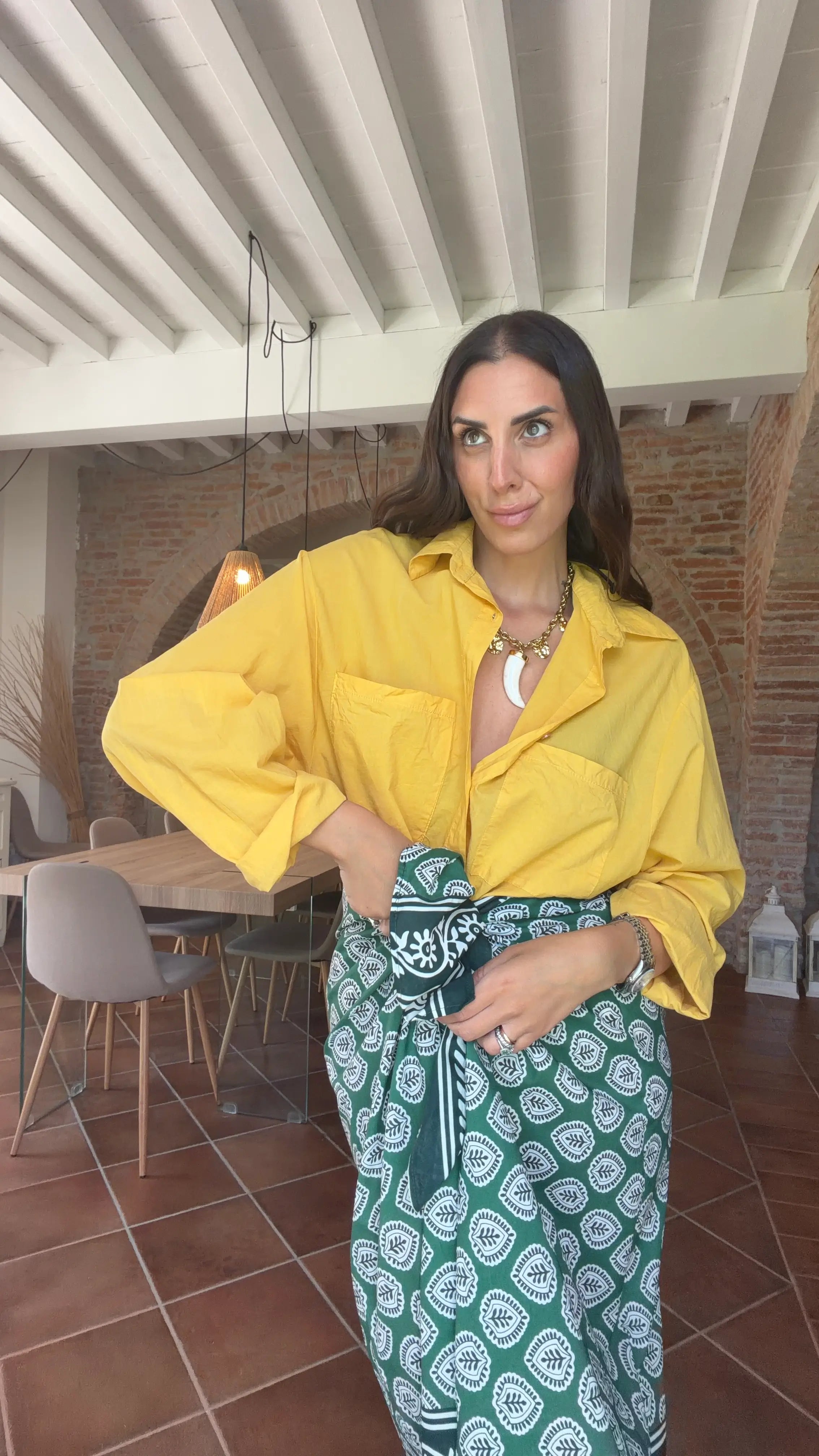 Camicia Essential gialla doppia tasca - HaveOne