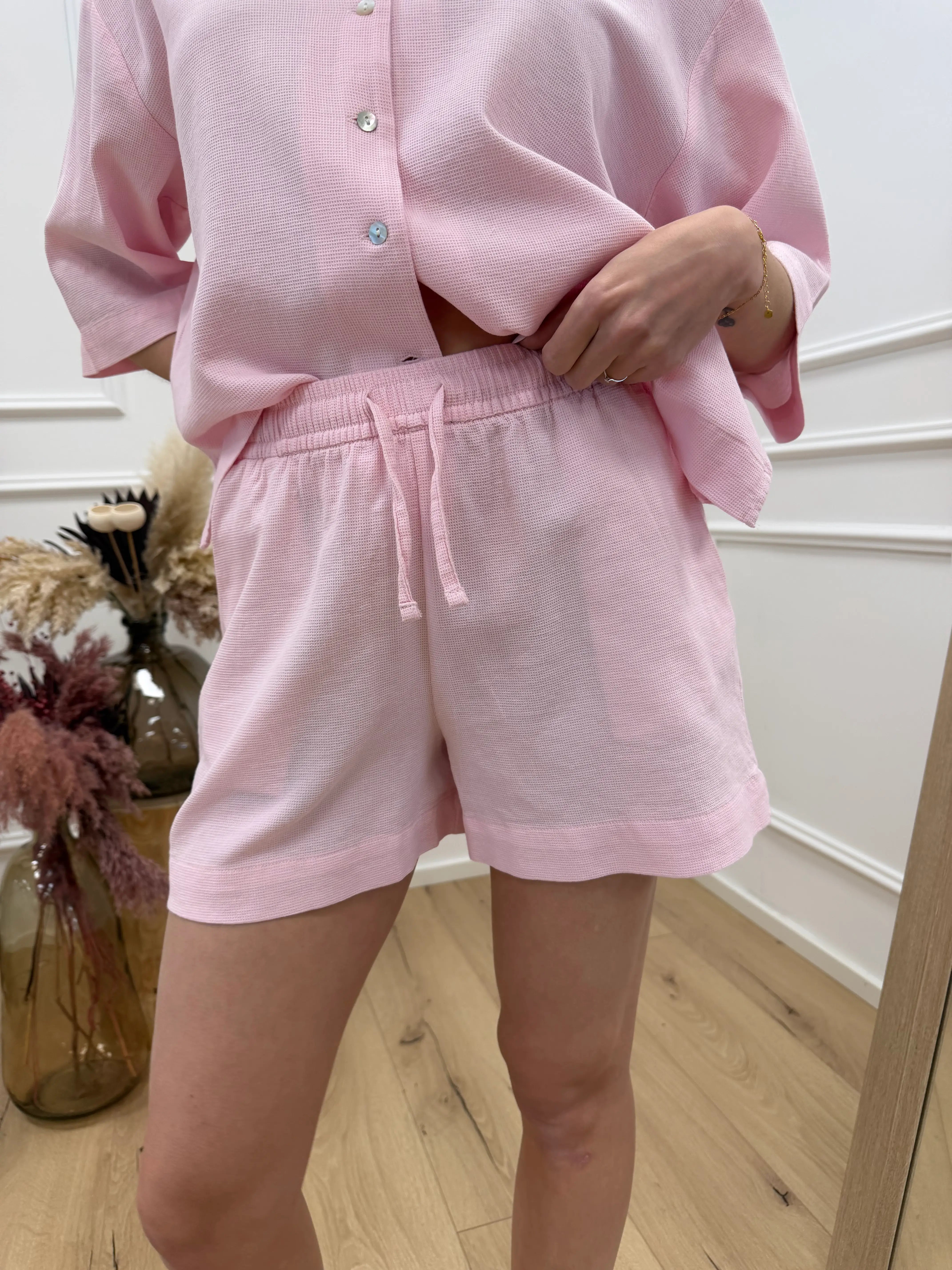 Shorts waffle rosa - JJXX