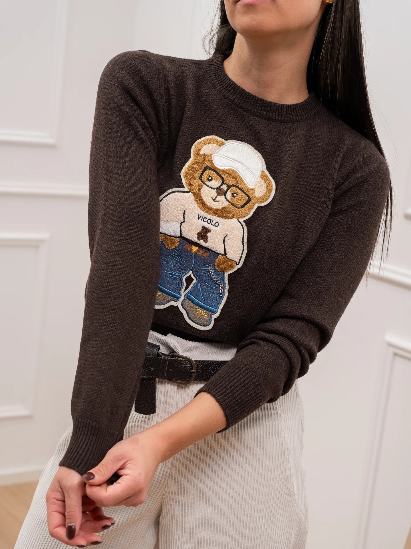 Maglia moro con patch teddy - Vicolo