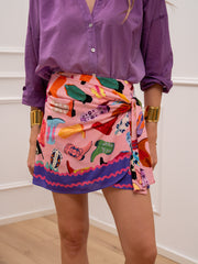 Gonna pareo mini Rodeo rosa multicolor - Tensione In