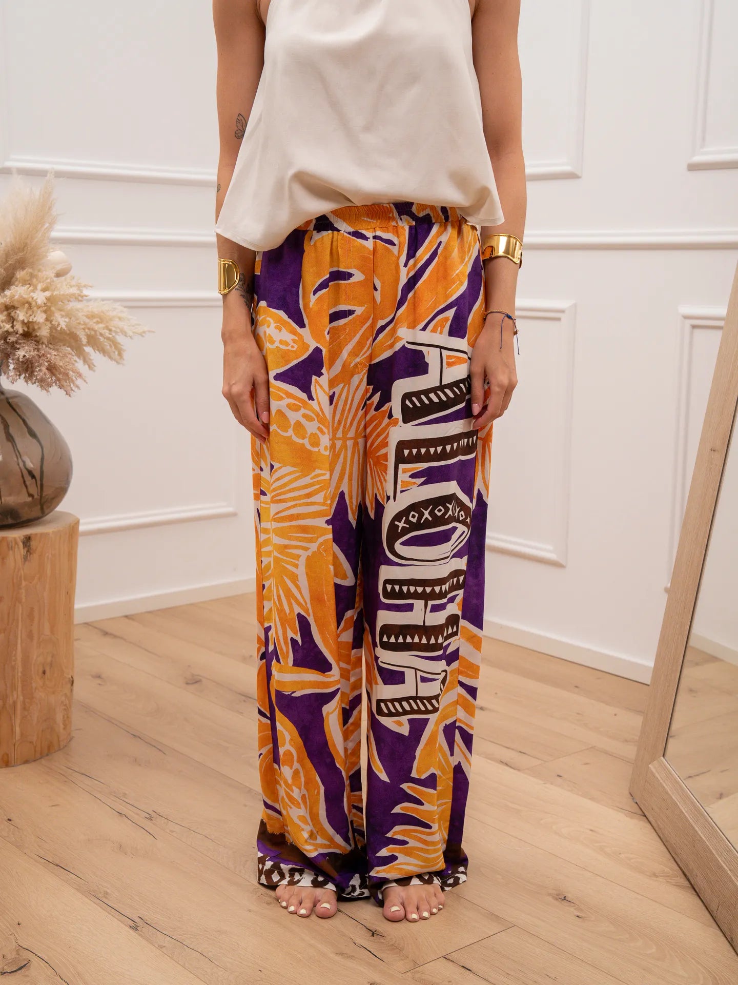 Pantaloni Parodi viola e giallo - Vicolo