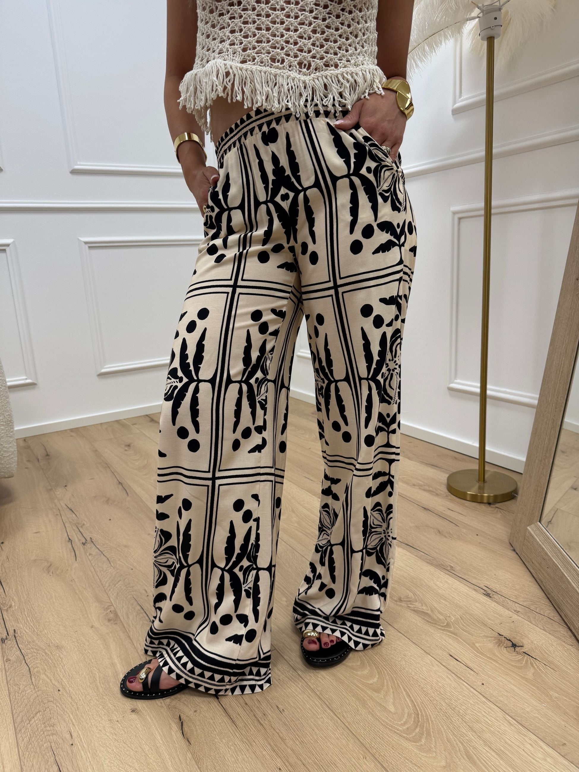 Pantaloni Botanique panna e nero - HaveOne