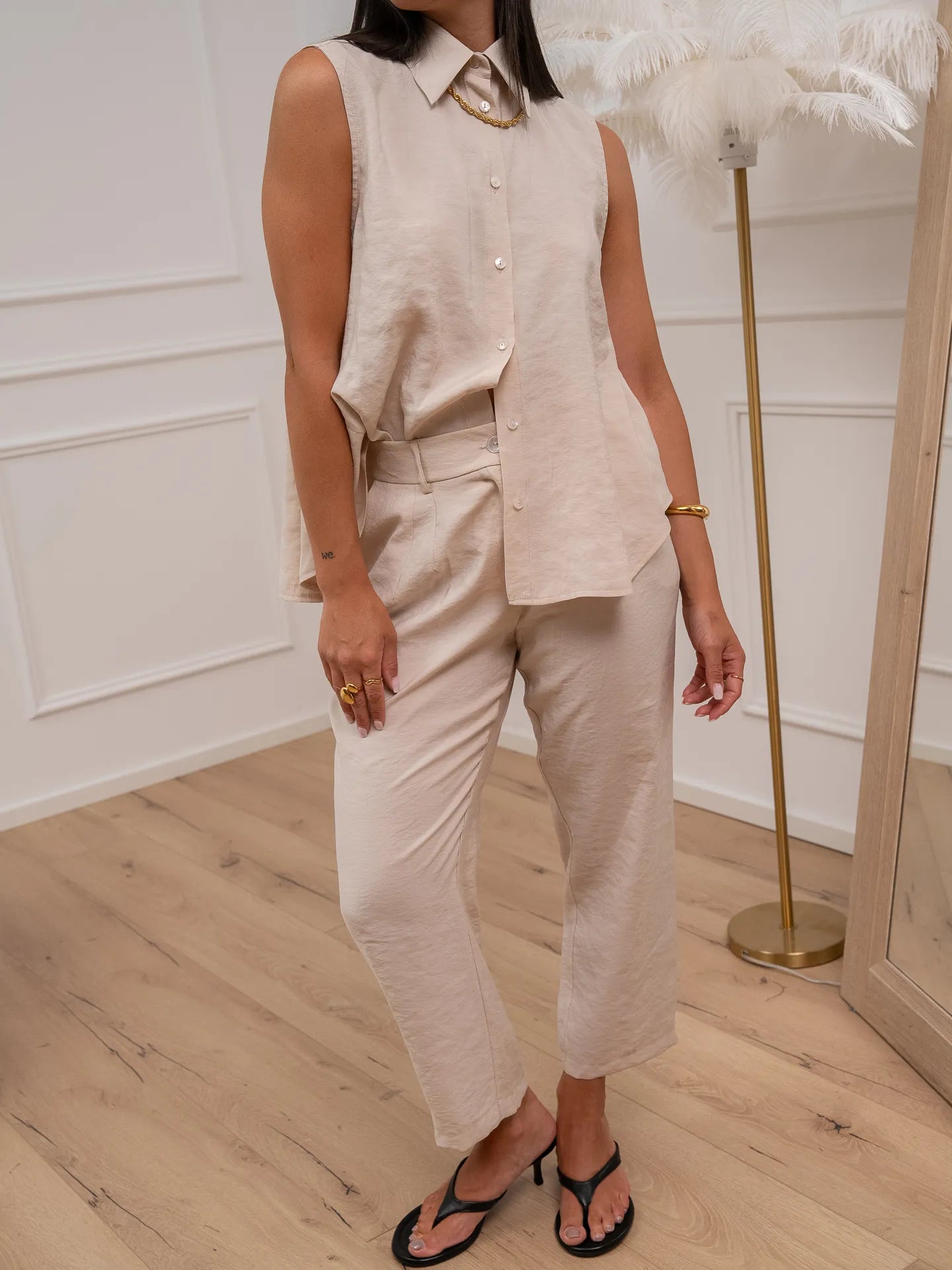 Camicia smanicata gesso in modal - HaveOne