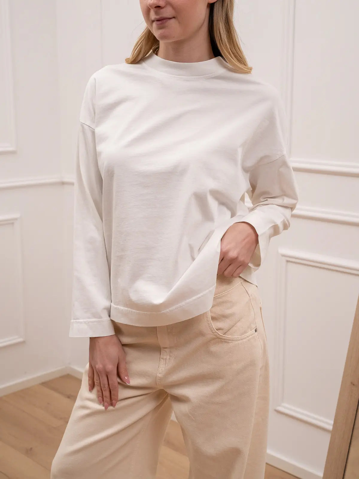 T shirt basic panna bordi spessi - HaveOne