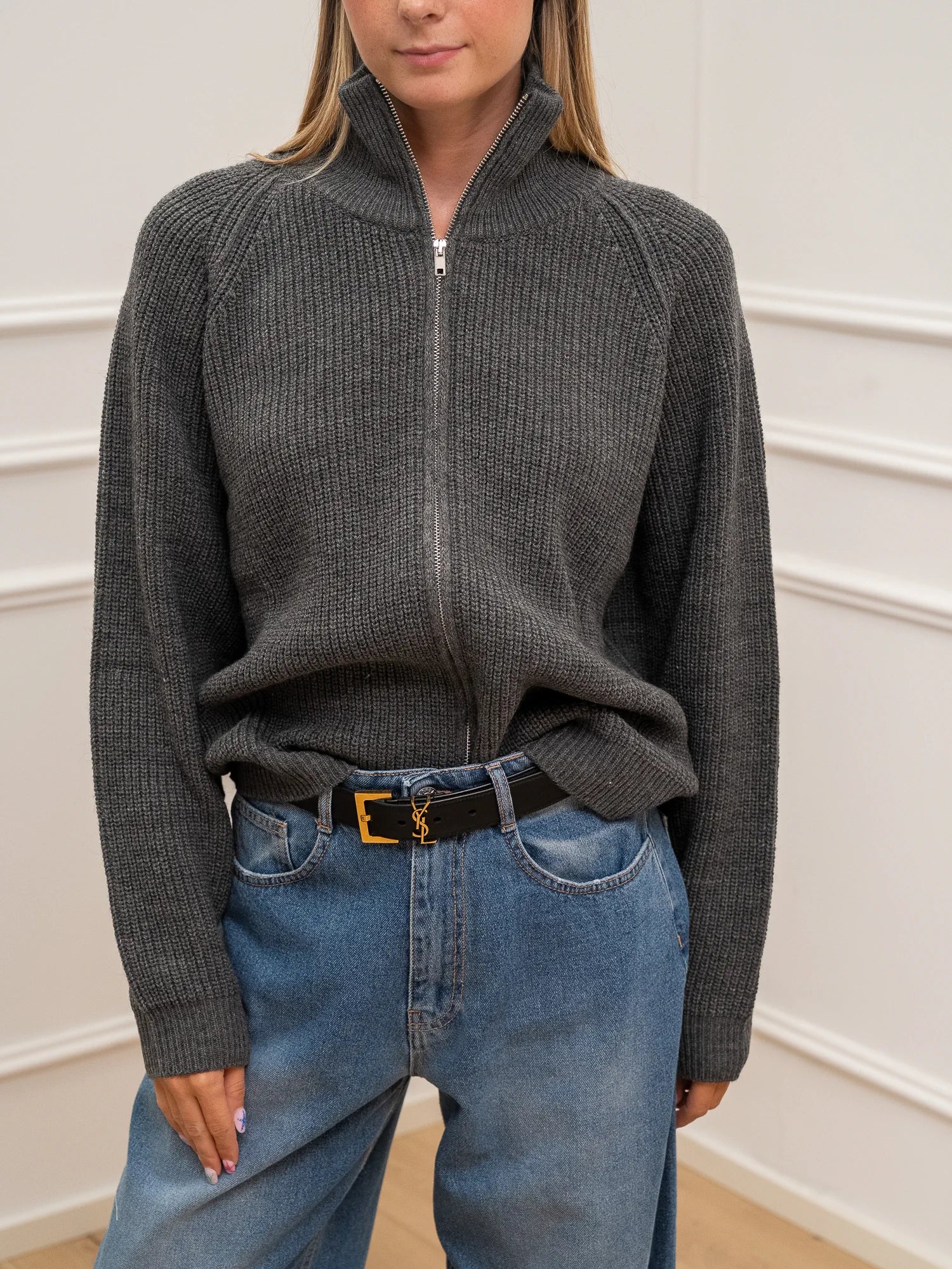 Maglia full zip misto lana e alpaca - HaveOne