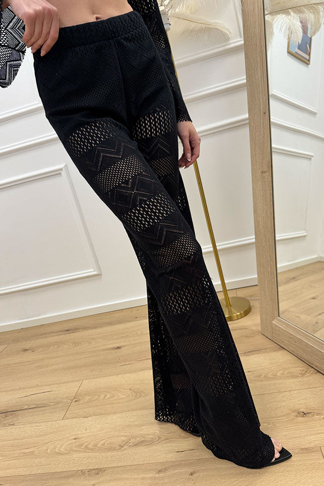 Pantaloni in crochet neri a zampa - HaveOne