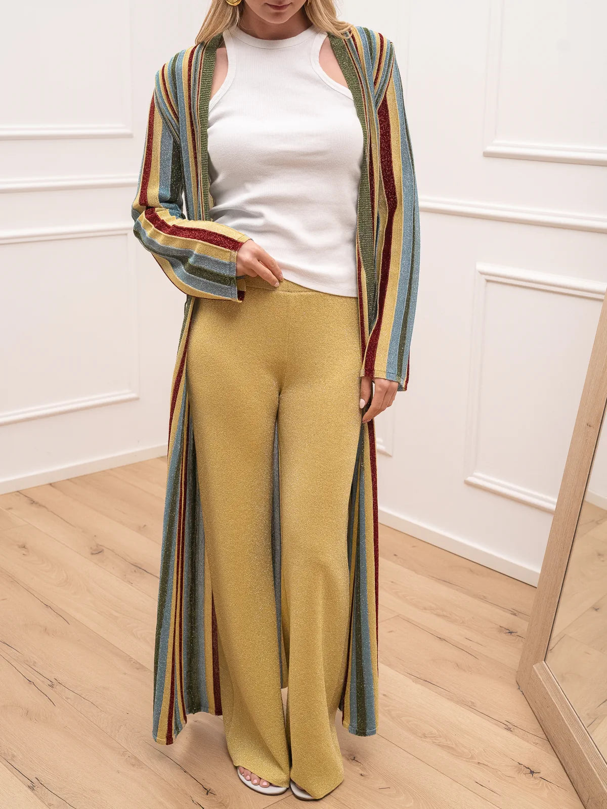 Cardigan lungo multicolor abete in lurex - The Loom Archive
