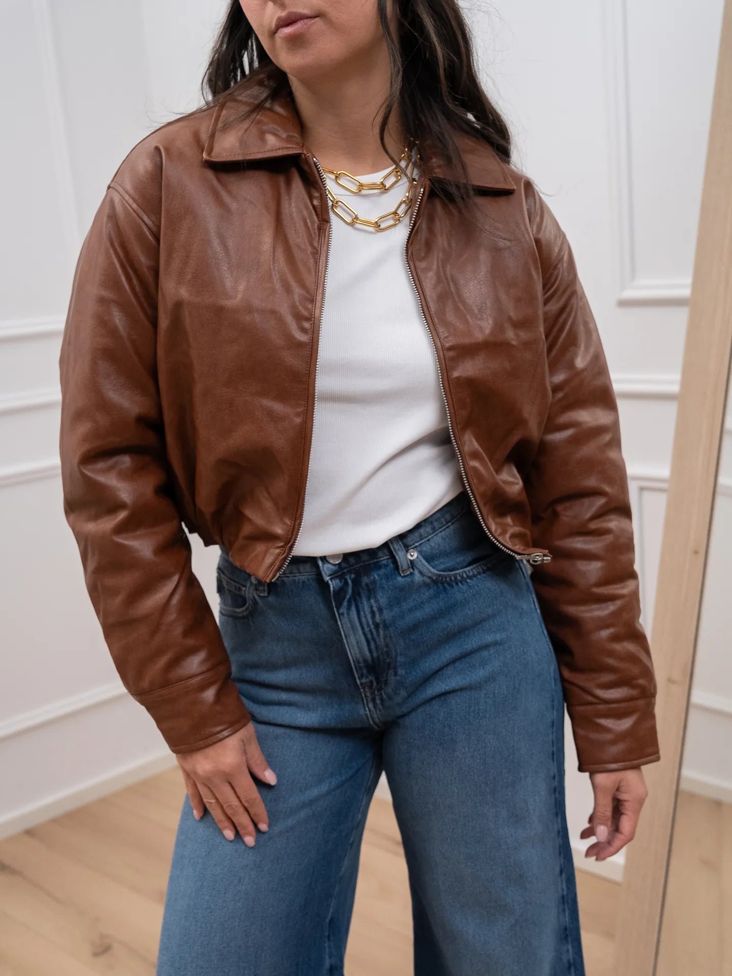 Bomber crop cognac - Glamorous