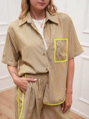 Camicia gessata sabbia piping lime - Tensione In