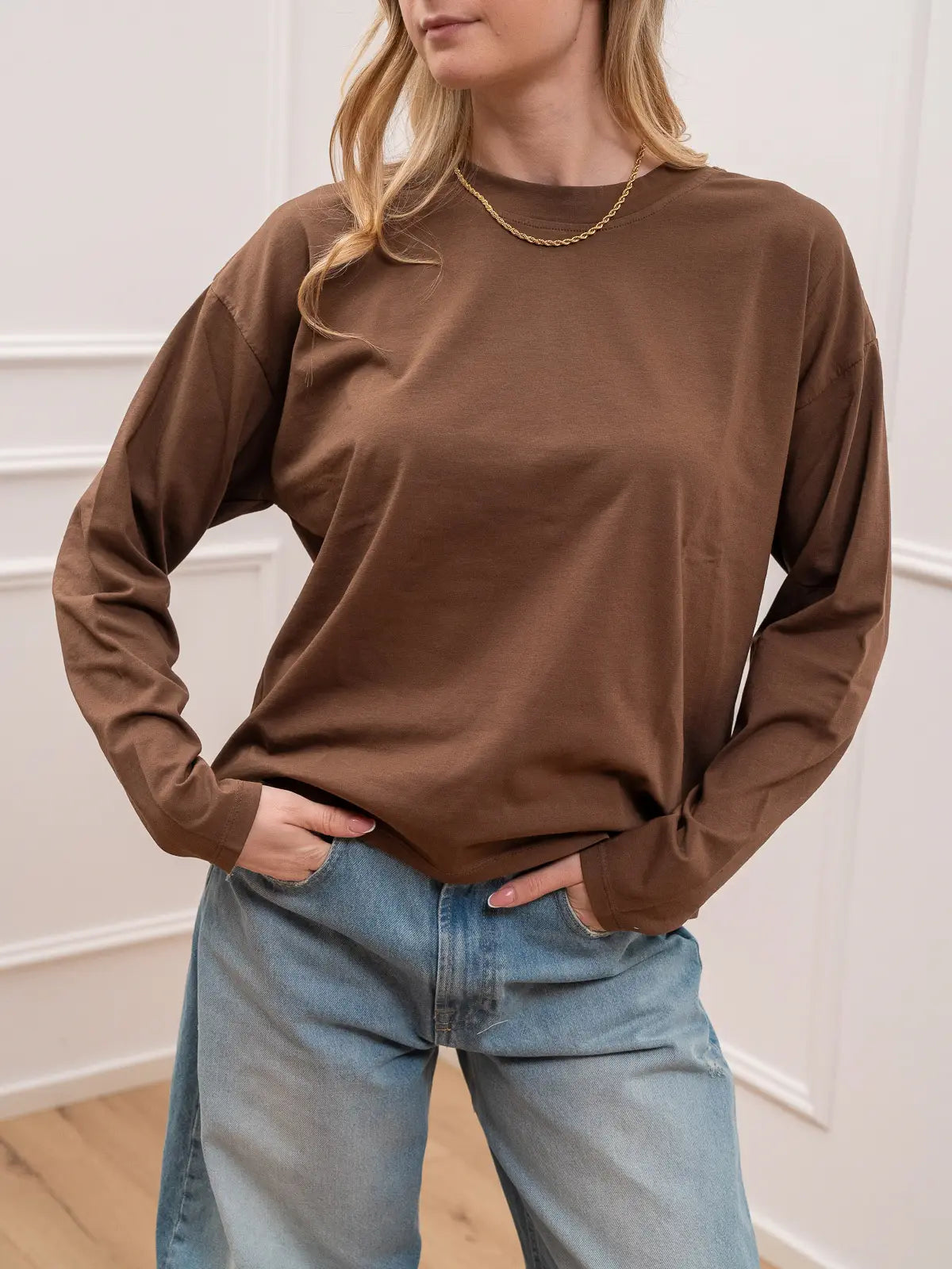 T shirt cioccolato girocollo a manica lunga - HaveOne