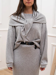 Maglia grigia soft touch con foulard - HaveOne