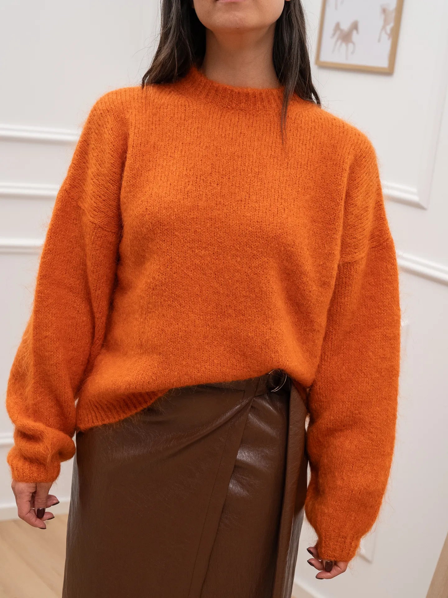 Maglia arancio manica palloncino misto mohair - Tensione In