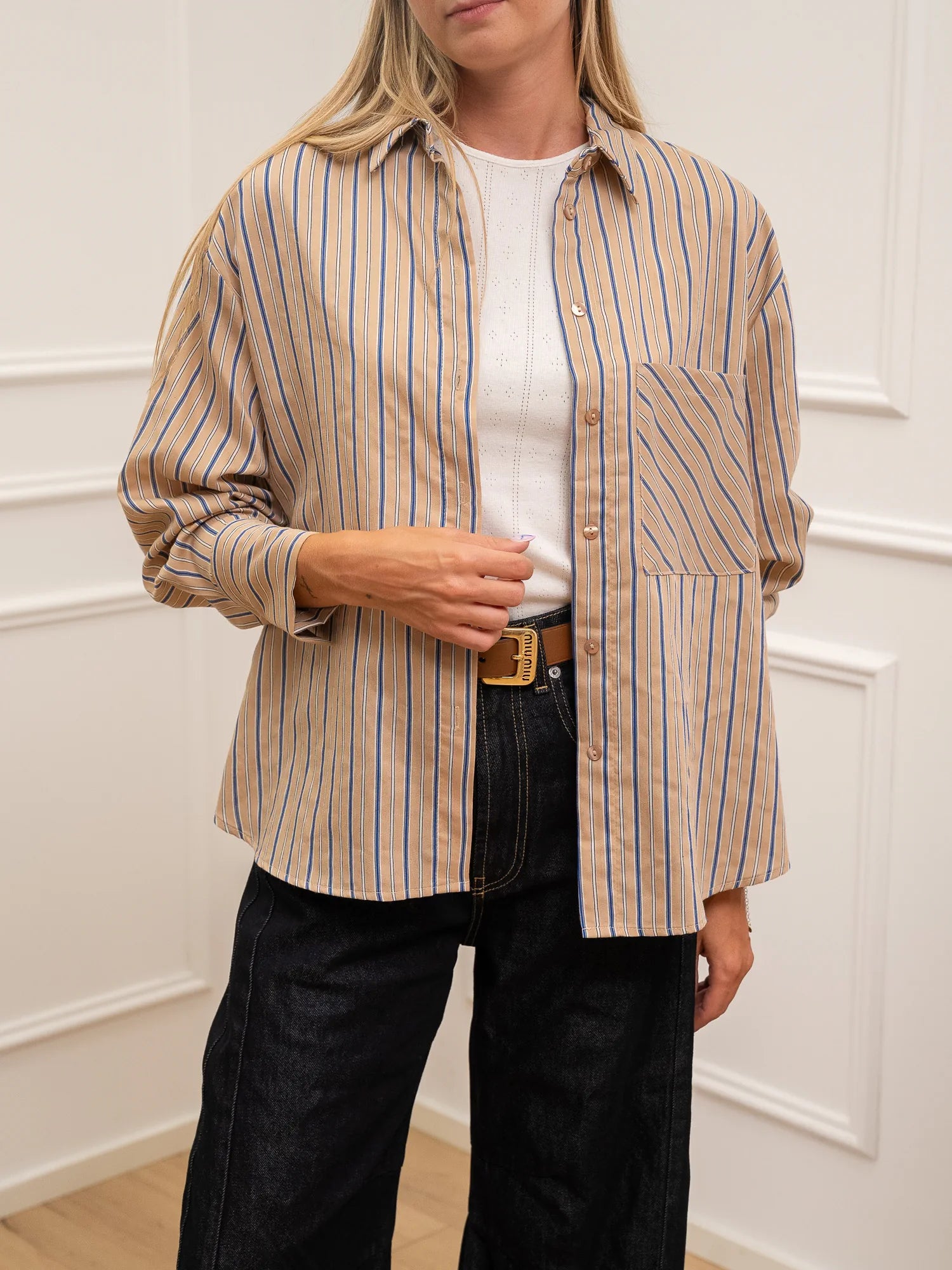 Camicia righe sottili con tasca lato cuore - HaveOne