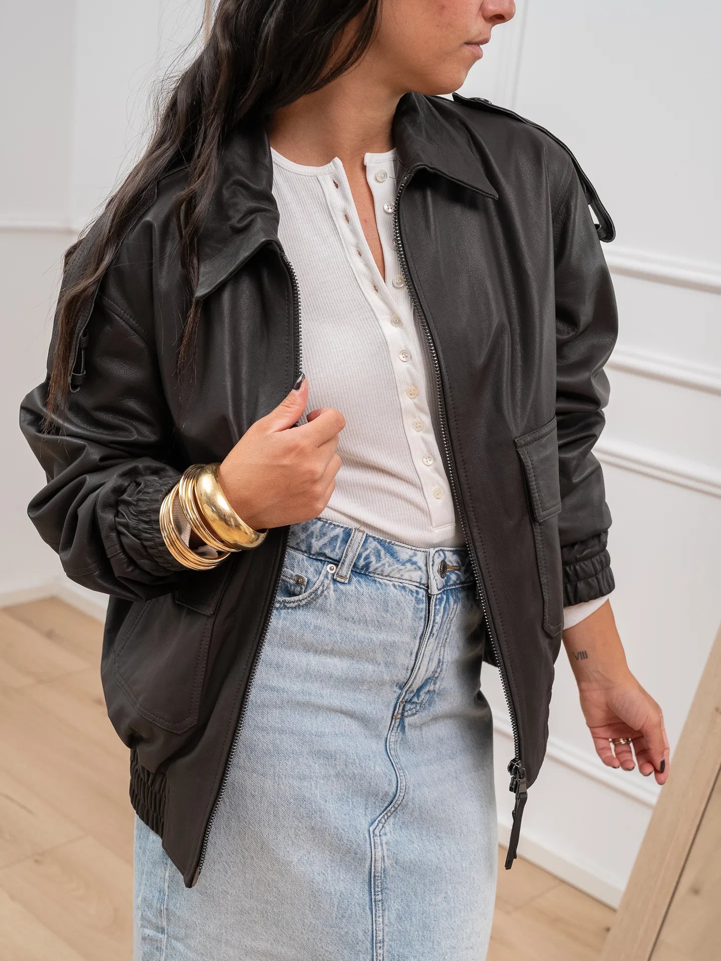 Bomber over in vera pelle moro - Vicolo