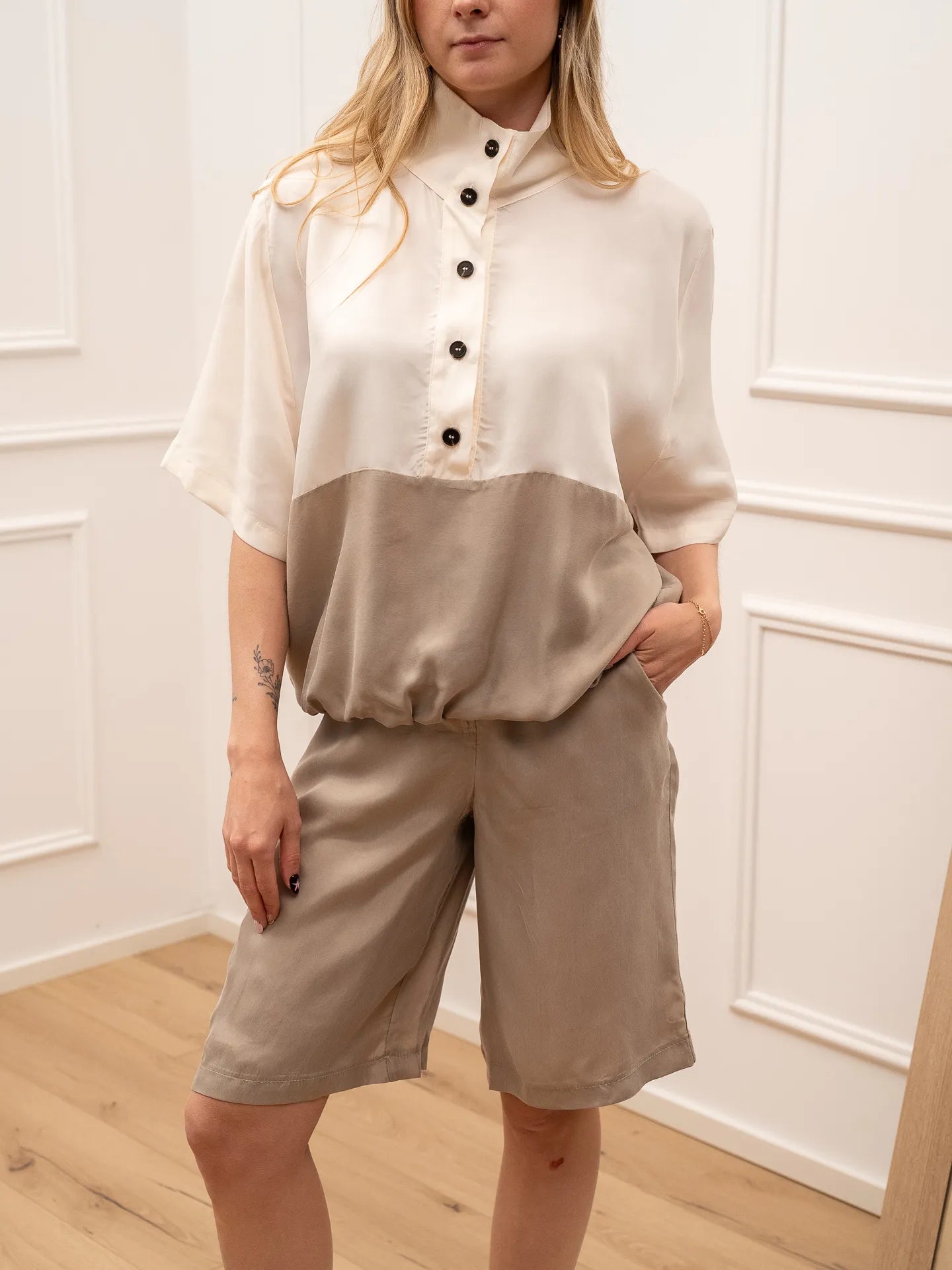 Bermuda in cupro sabbia - Tensione In