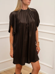 Vestito Dafne fondente in satin con mezza manica - Vicolo
