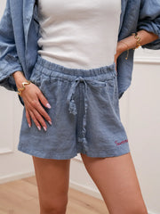 Shorts Summer Time denim 100% lino - Tensione In