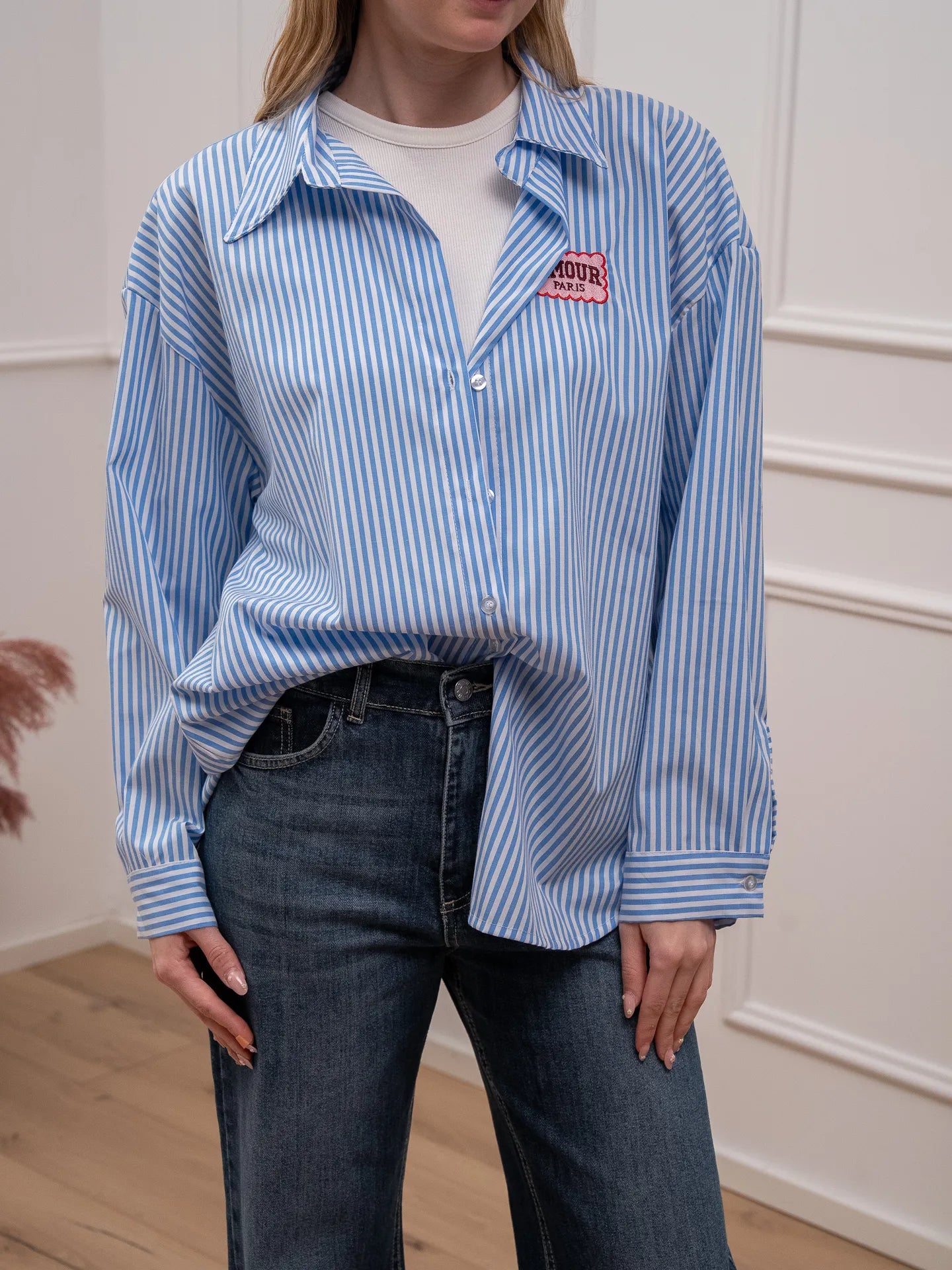 Camicia Amour riga celeste - Crispy