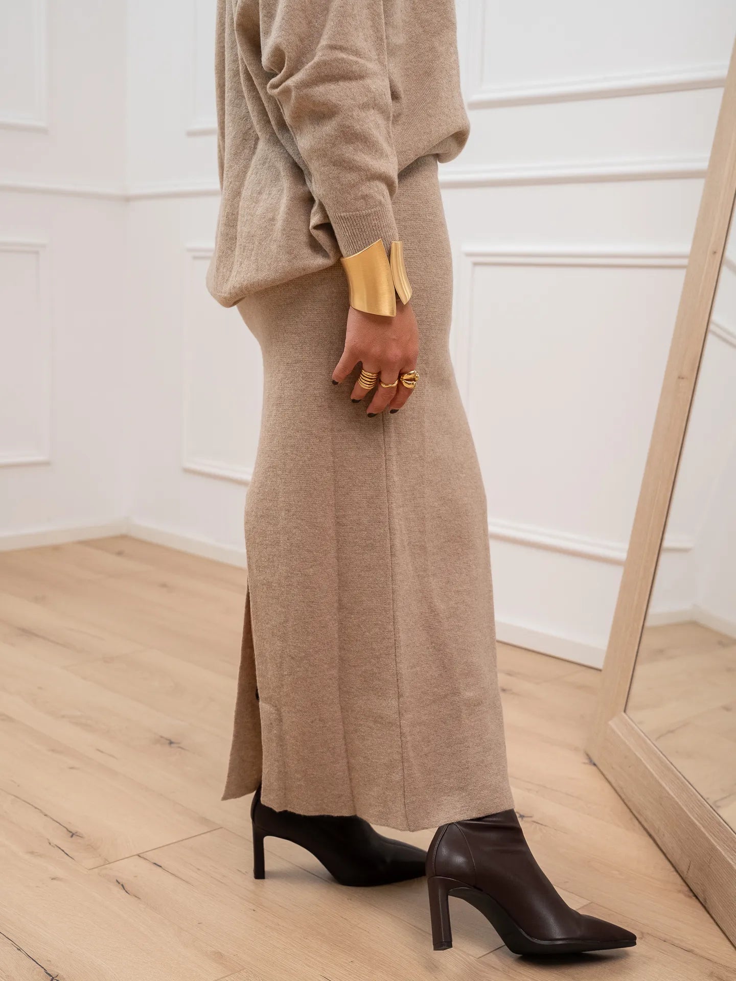 Gonna lunga beige misto cashmere - Vicolo