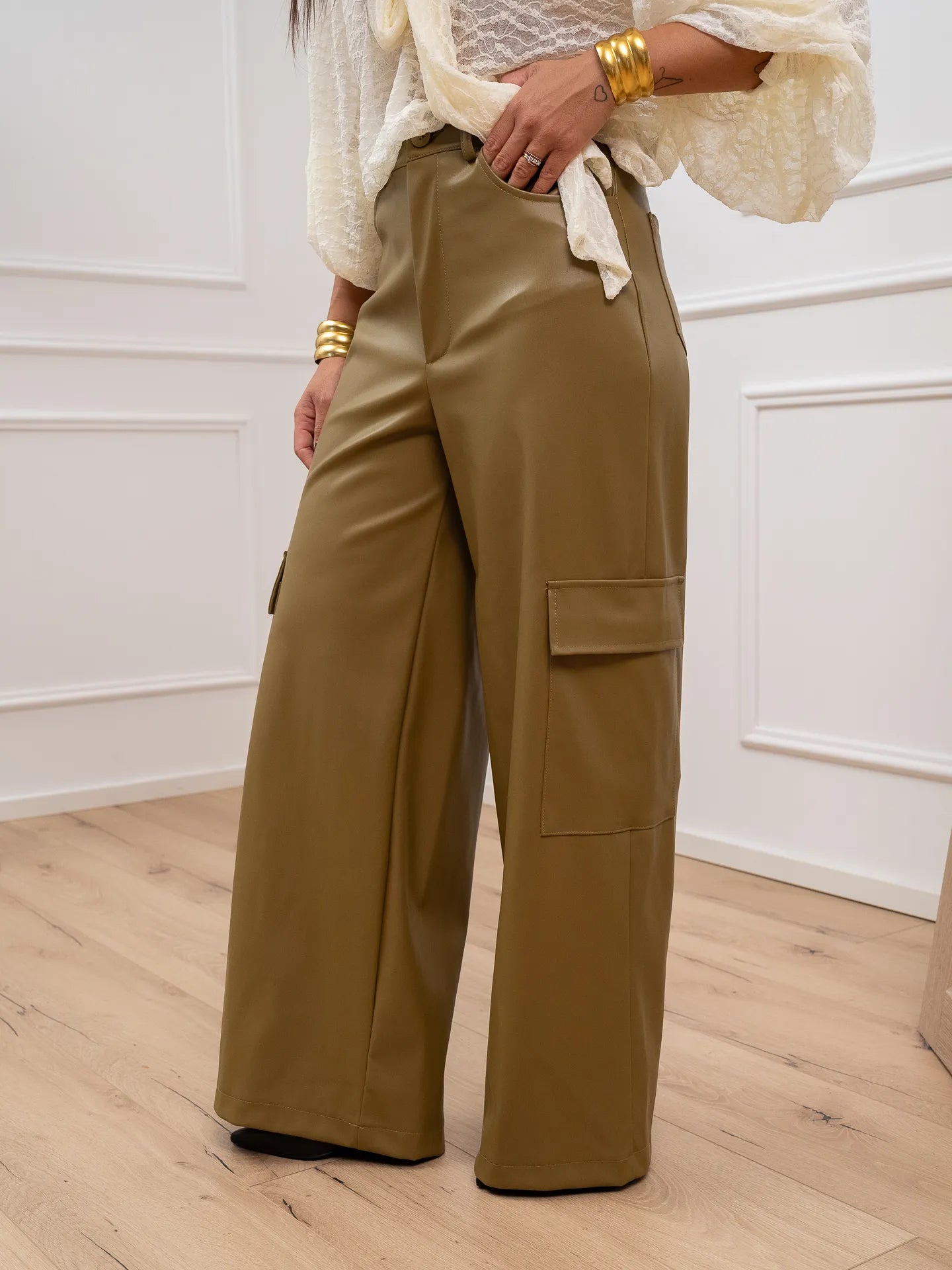 Pantaloni cargo olio in ecopelle - HaveOne