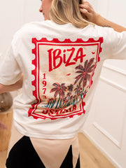 T shirt latte stampa Ibiza sul retro - HaveOne