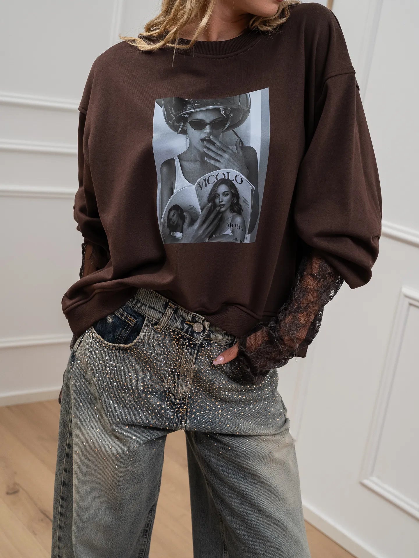 Felpa "Vanity" moro con stampa - Vicolo