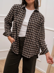 Camicia micro check moro, beige - HaveOne