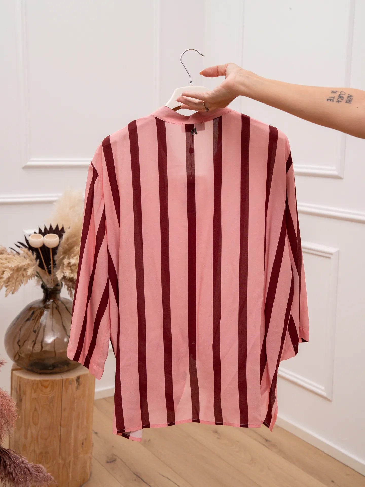 Camicia rigata rosa e moro con nodo - Dixie