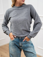 Maglione basic girocollo grigio in viscosa - Kontatto