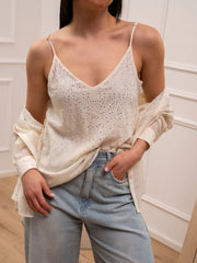 Top crema in mussola con strass - You Decide