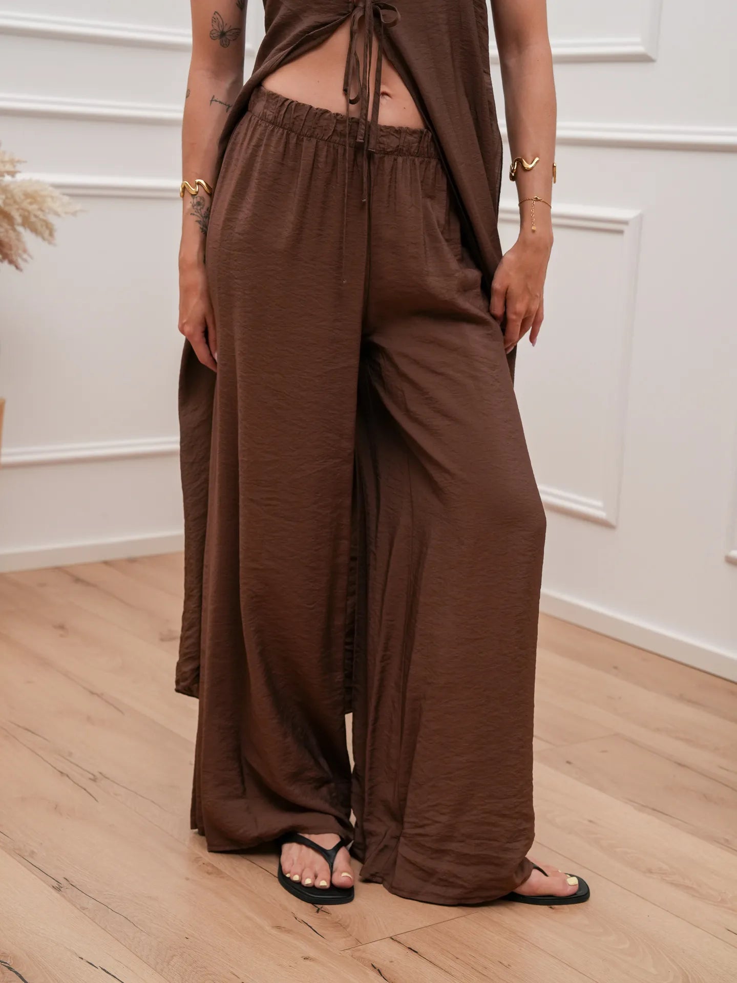 Pantaloni Monolite cioccolato gamba morbida - HaveOne