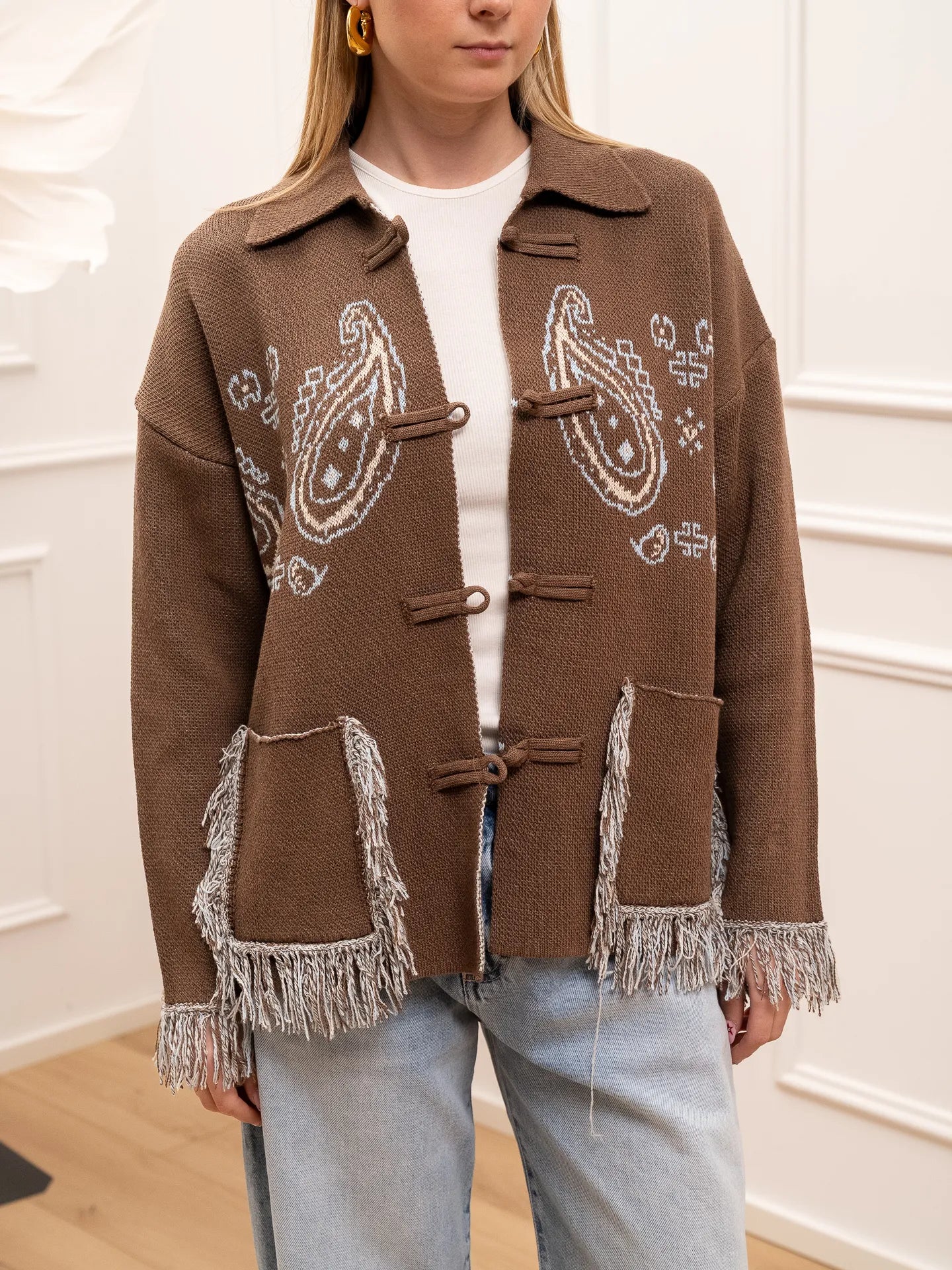 Giacca bandana moka con alamari e frangette - Dixie