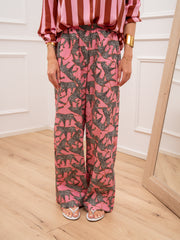 Pantaloni Leopard rosa con bottoncini - Vicolo