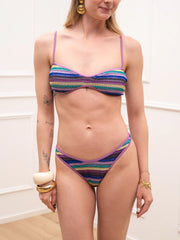 Bikini crochet fantasia a righe lilla - Me Fui