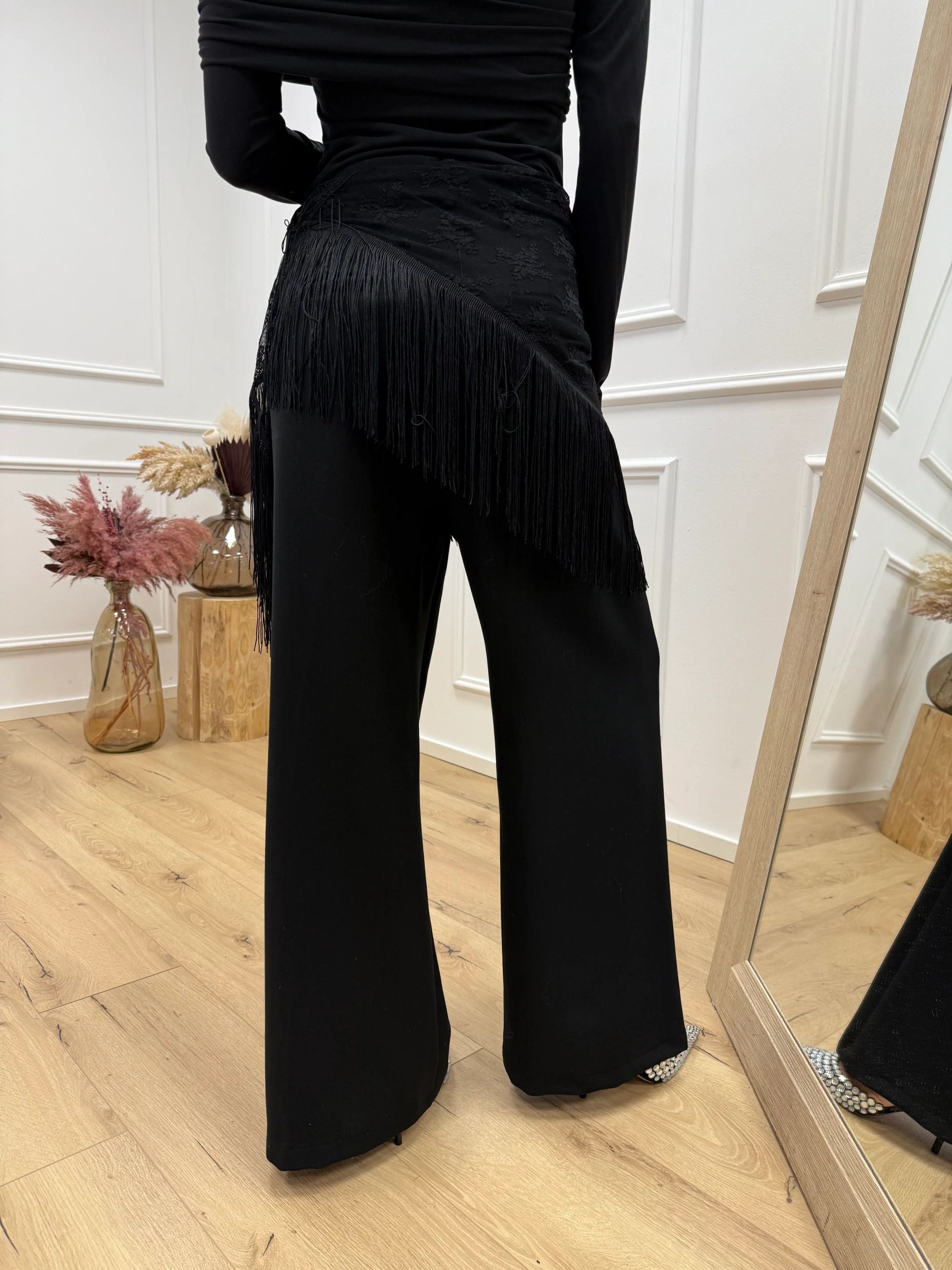 Pantaloni neri con bandana in tulle - HaveOne