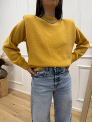 Maglia baby alpaca giallo con spalle imbottite - Dixie