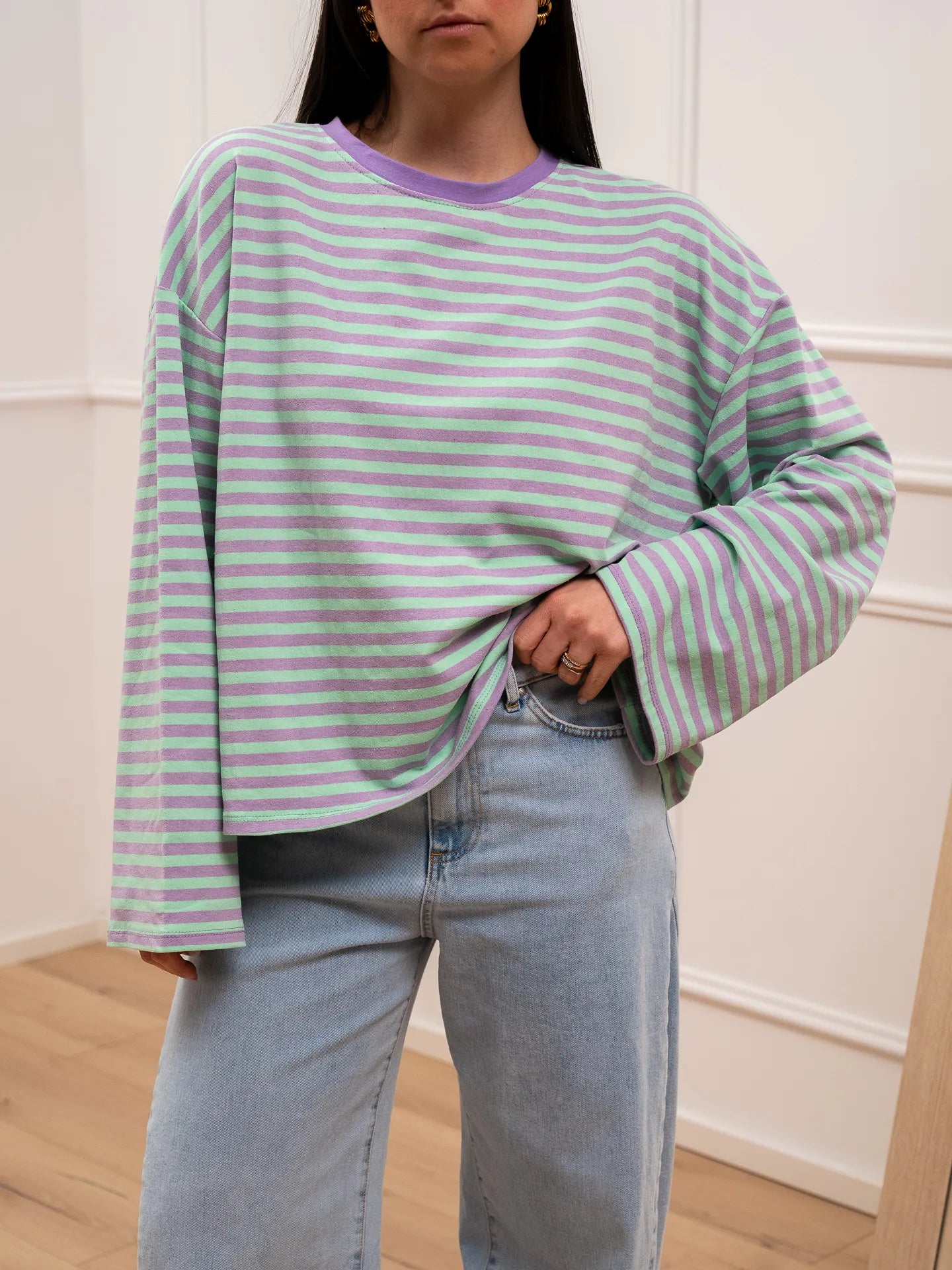 T shirt Stripe menta e lilla - Crispy