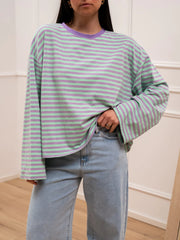 T shirt Stripe menta e lilla - Crispy