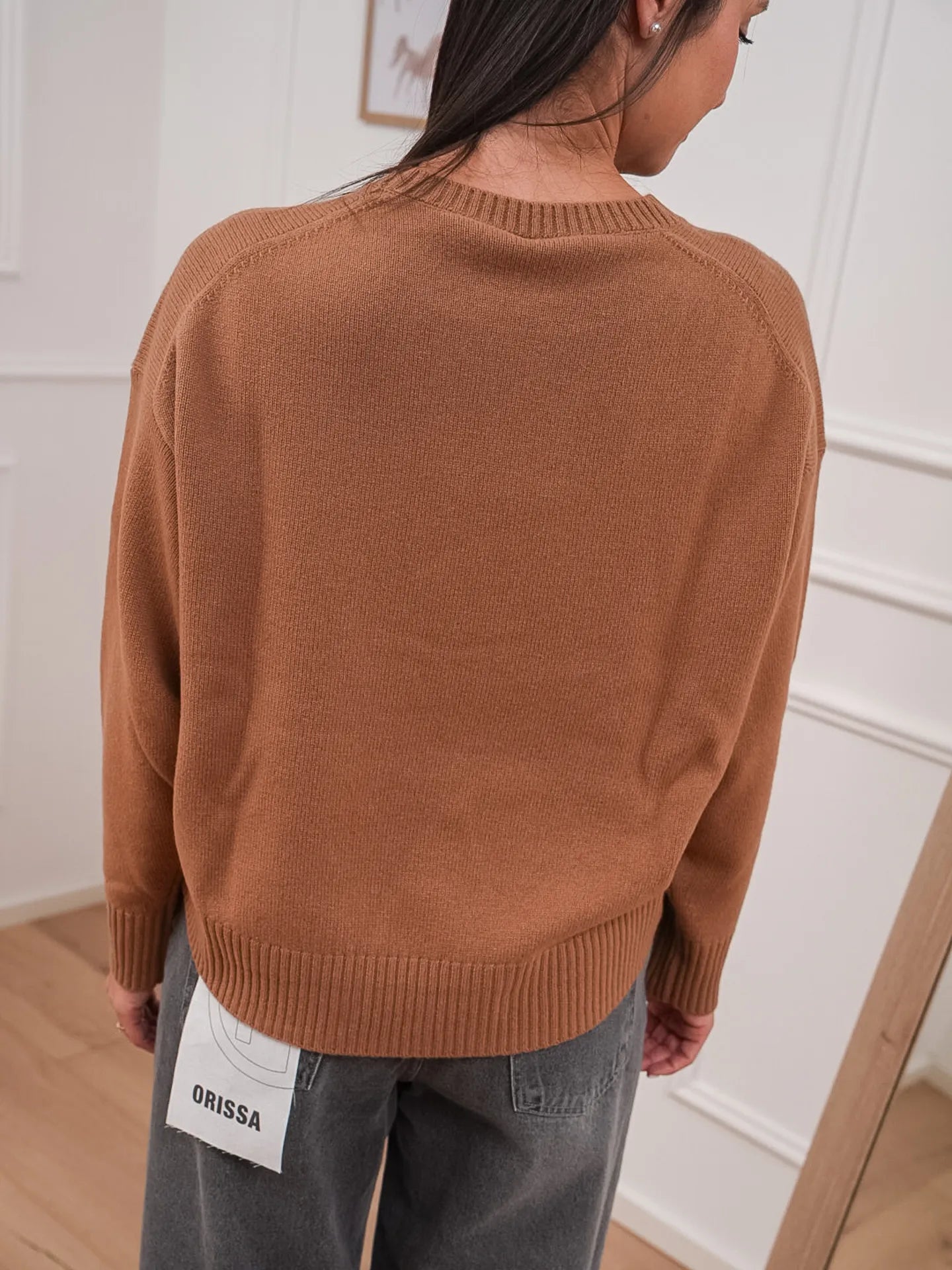 Maglia girocollo cammello in 100% lana - Tensione In
