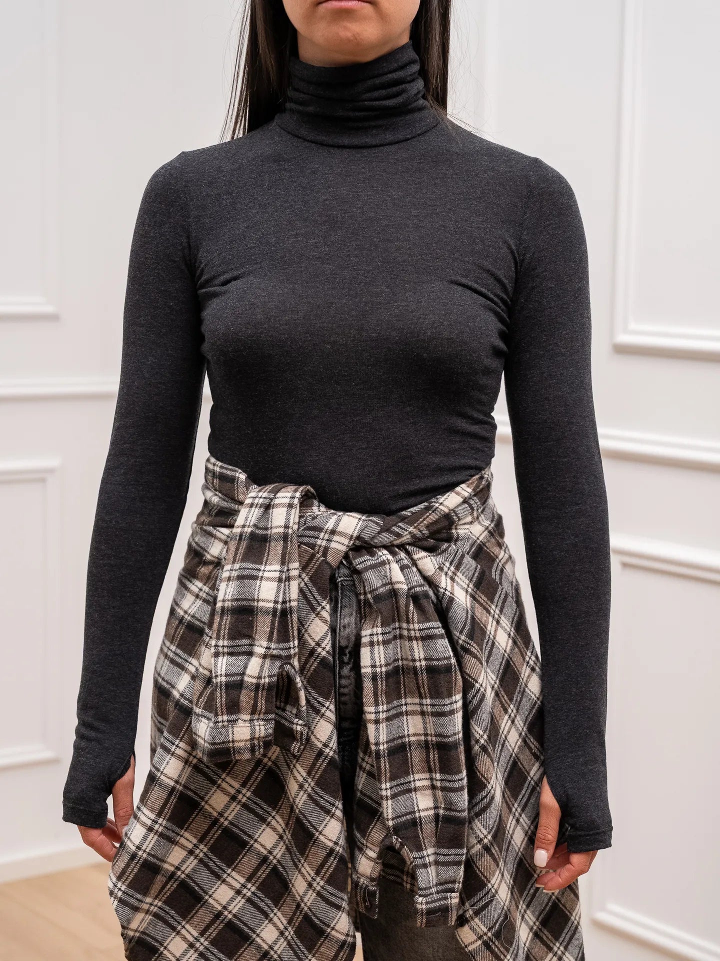 Dolcevita basic antracite con manicotti - Vicolo