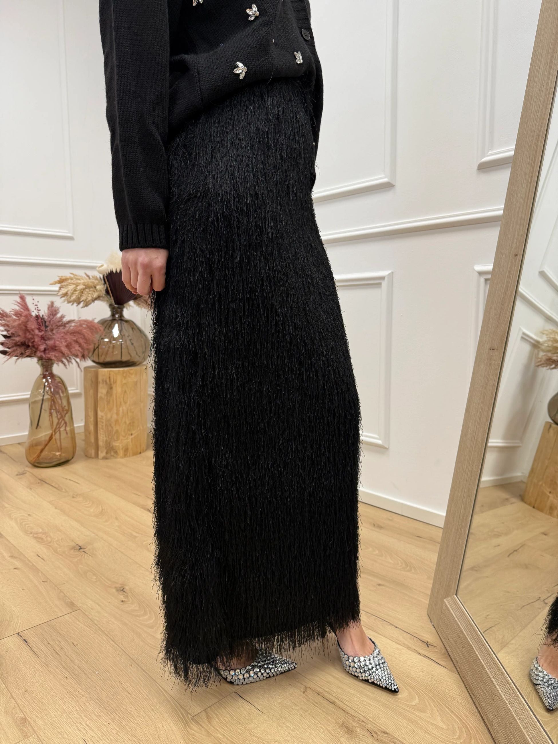 Gonna Charleston nera con spacco - Dixie