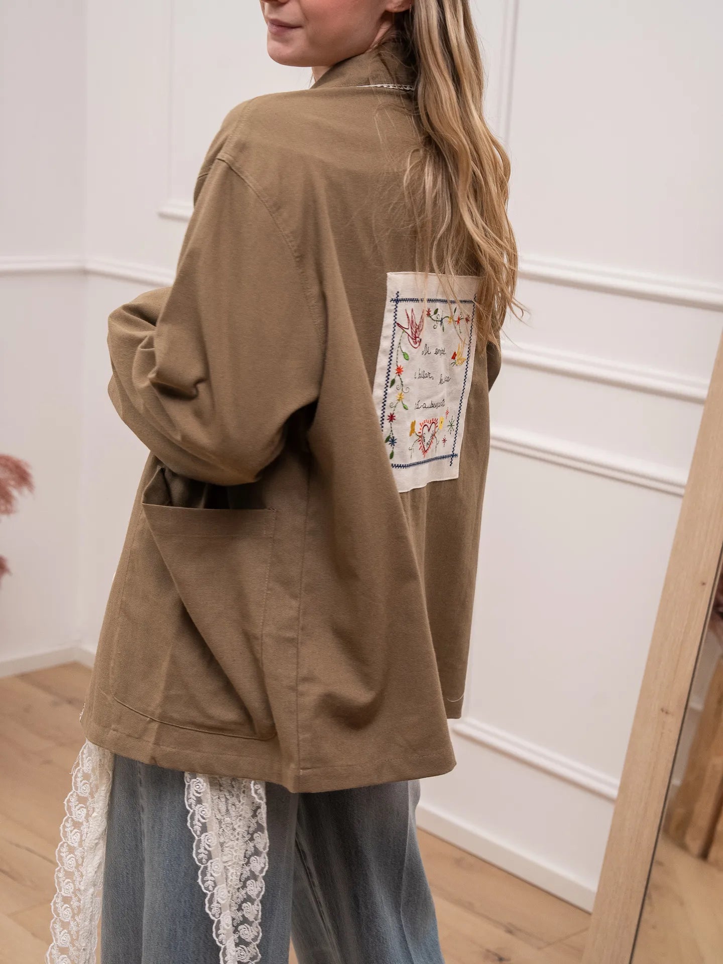 Giacca Riviera fango misto lino con patch sul retro - Crispy