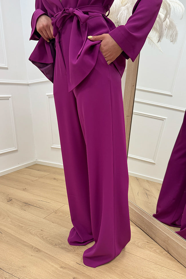 Pantaloni magenta in cady con elastico - Dixie