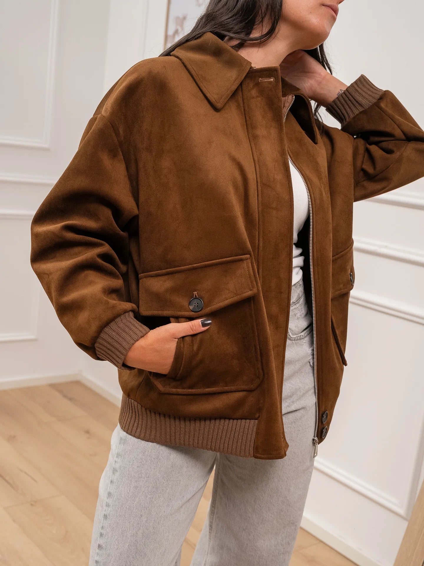 Bomber scamosciato cammello - Dixie