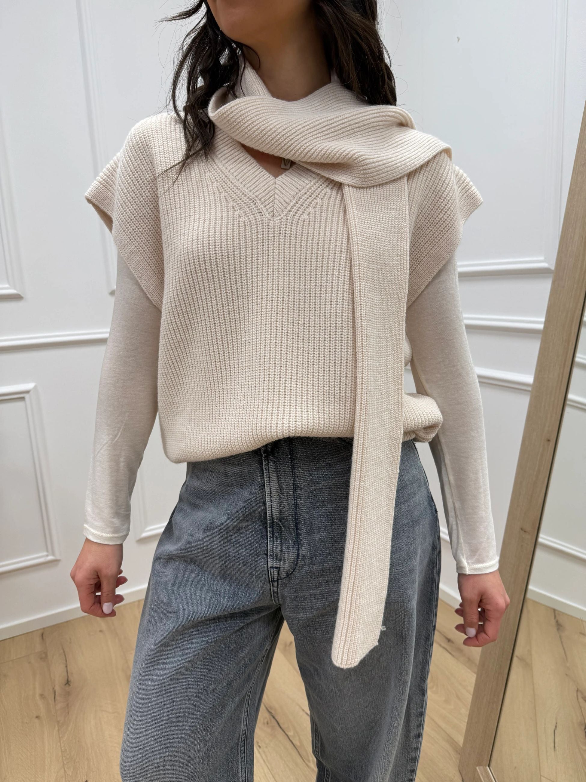 Gilet con sciarpa pasta - HaveOne