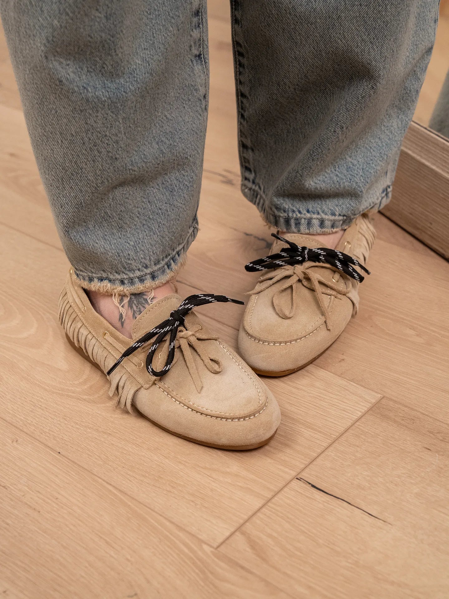 Mocassino scamosciato corda con frange - Ovyè