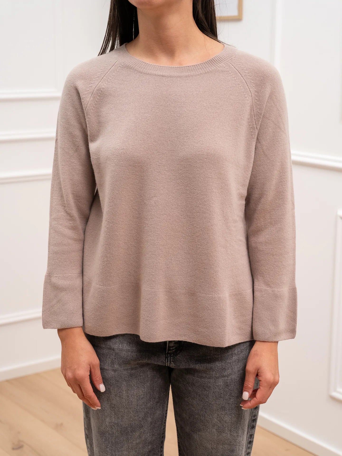 Maglia girocollo beige 100% lana - HaveOne