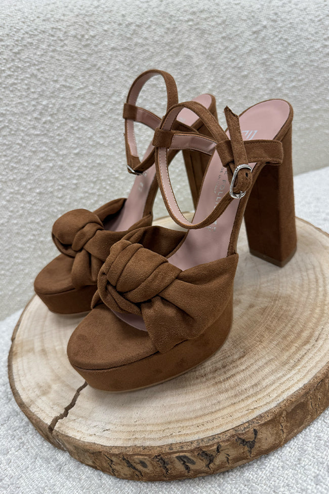 Sandali cuoio scamosciati con plateau - Divine Follie